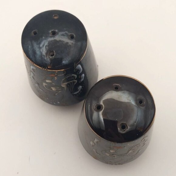 Vintage Redware Rooster Moriage 4-Piece Set 2-Shakers Coffee Pot & Lid Japan MCM - Picture 10 of 12